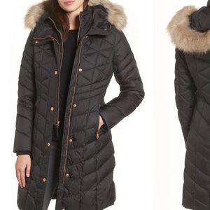 Andrew Marc Meadow Coat with Faux Fur Trim